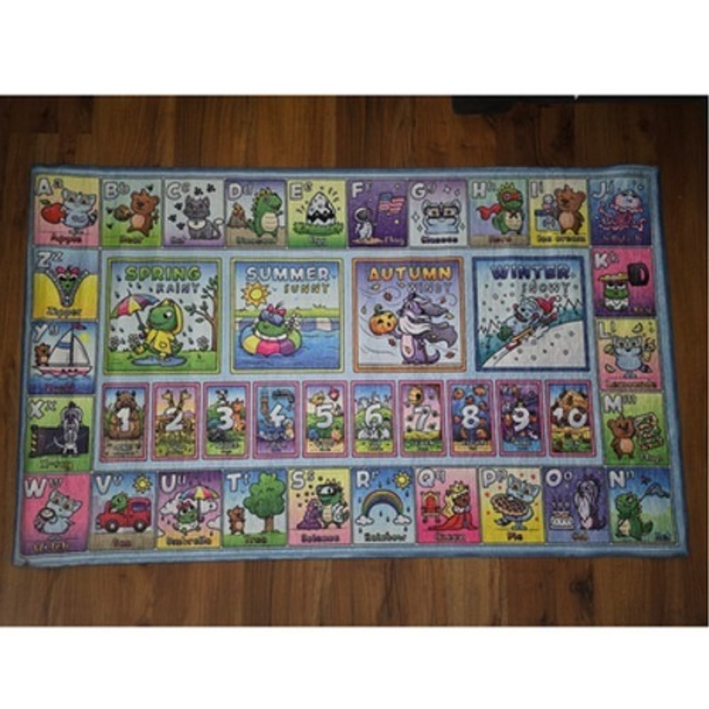 Coloring Rugs Kids ABC Alphabet Numbers Seasons Play Rug Pink 3x5 Area Mat NEW